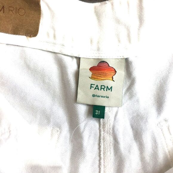 New Farm Rio White Richelieu Shorts with Embroidery Size 31 - Picture 6 of 6